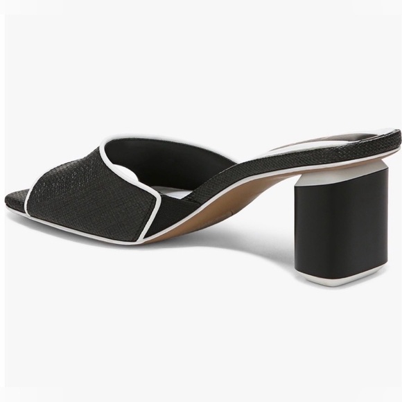 Franco Sarto Black and White Mules, Linley Slide Heeled Sandals, Size - 6.5 - Picture 10 of 11